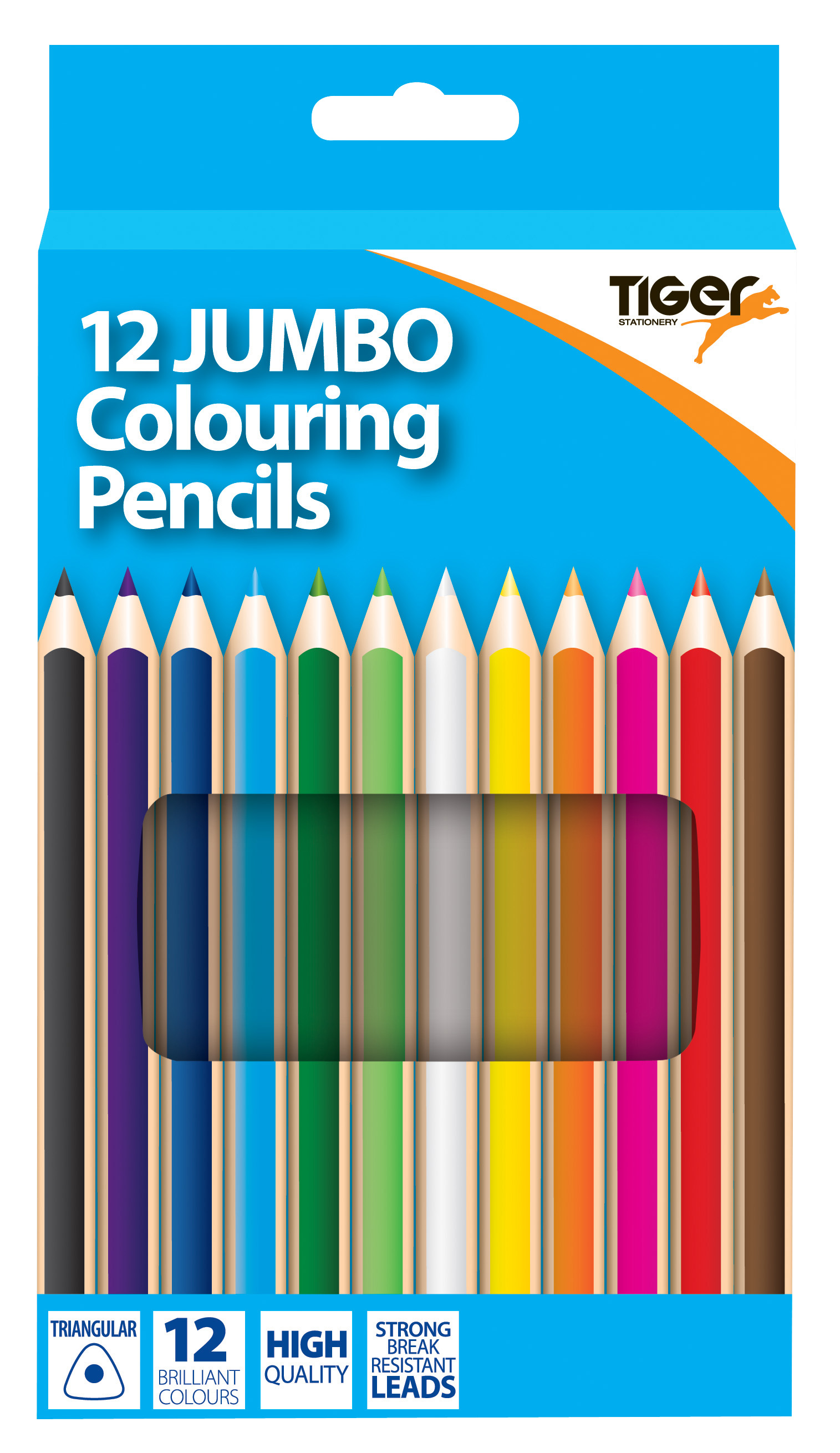 Tiger Stationery 12 Pack Colouring Pencils Jumbo