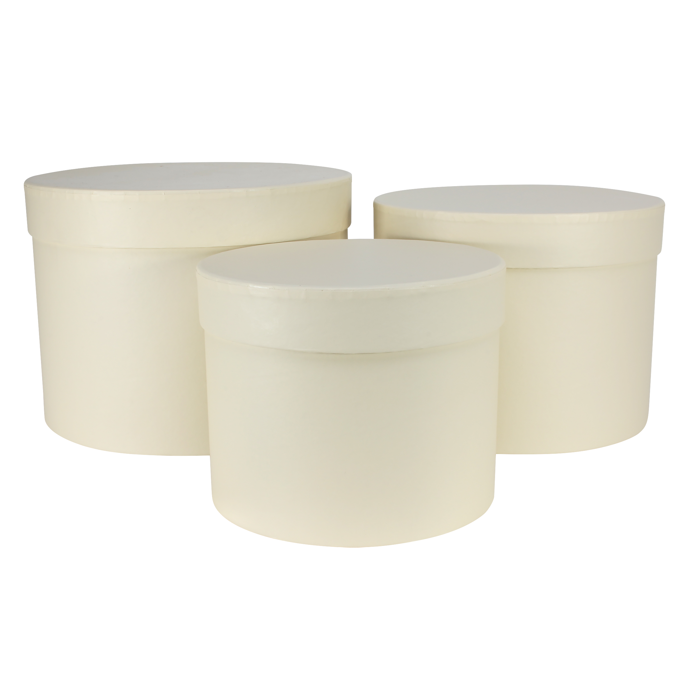 APAC Hat Boxes Cream Set of 3 (Largest 19x14.4cm)
