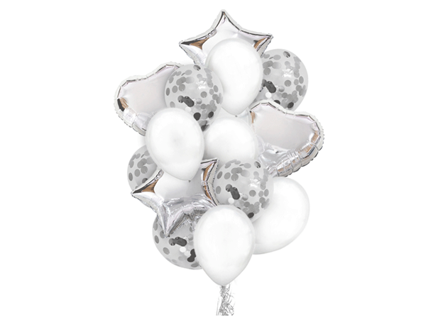 Eurowrap 14 Pack Foil Balloon Bouquet Silver