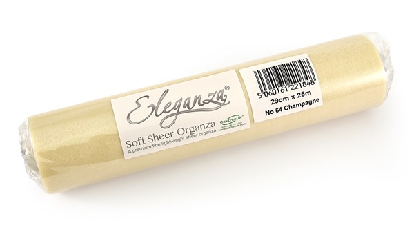 Eleganza Champagne Soft Sheer Organza 29cm x 25m