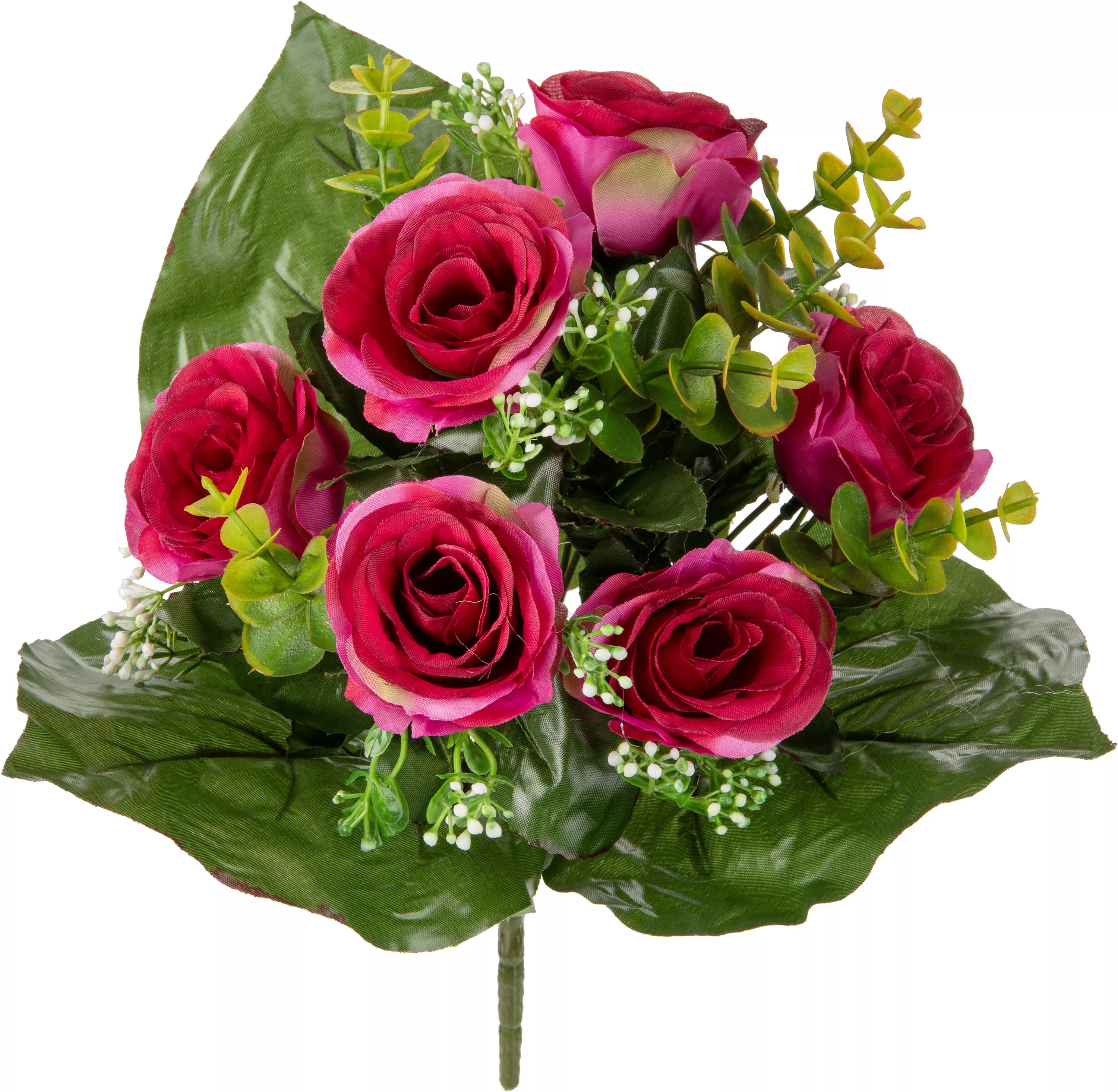 Eleganza Rose & Eucalyptus Bush Fuchsia 35cm