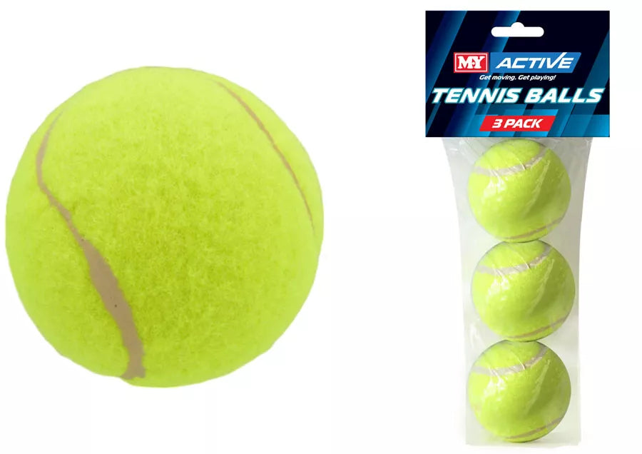 Set of three M.Y Royal Court tennis balls by Kandy Toys, colorful toy balls for active play and fun.