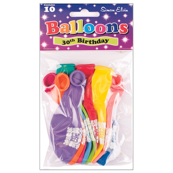 Age 30 Latex Balloons 9" 10pk
