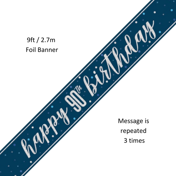 Unique Banner Blue Glitz Age 90 9ft