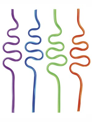 Unique 12 Pack Crazy Squiggle Straws