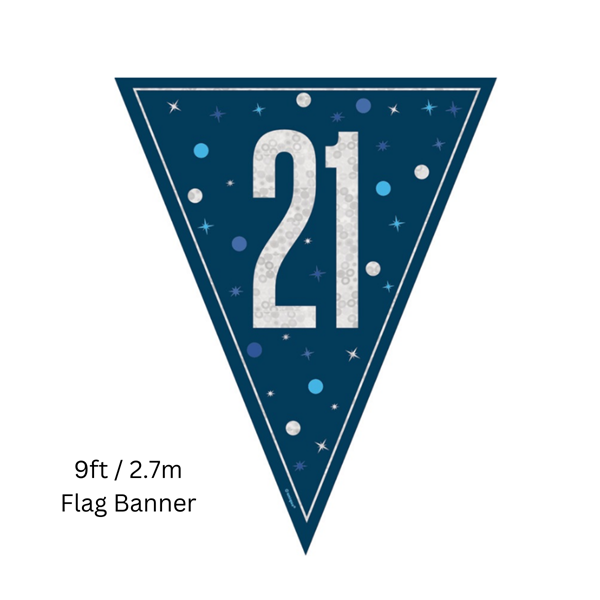 Unique Flag Banner Blue Glitz Age 21 9ft