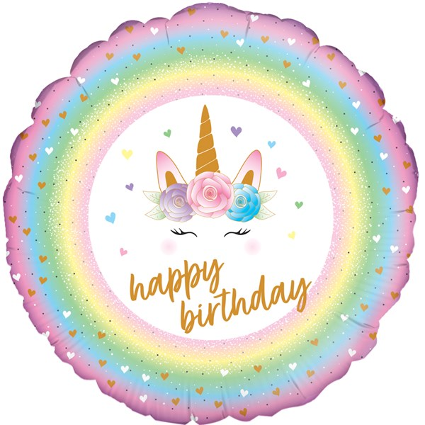 Oaktree Flowers Unicorn Birthday 18" Foil Balloon