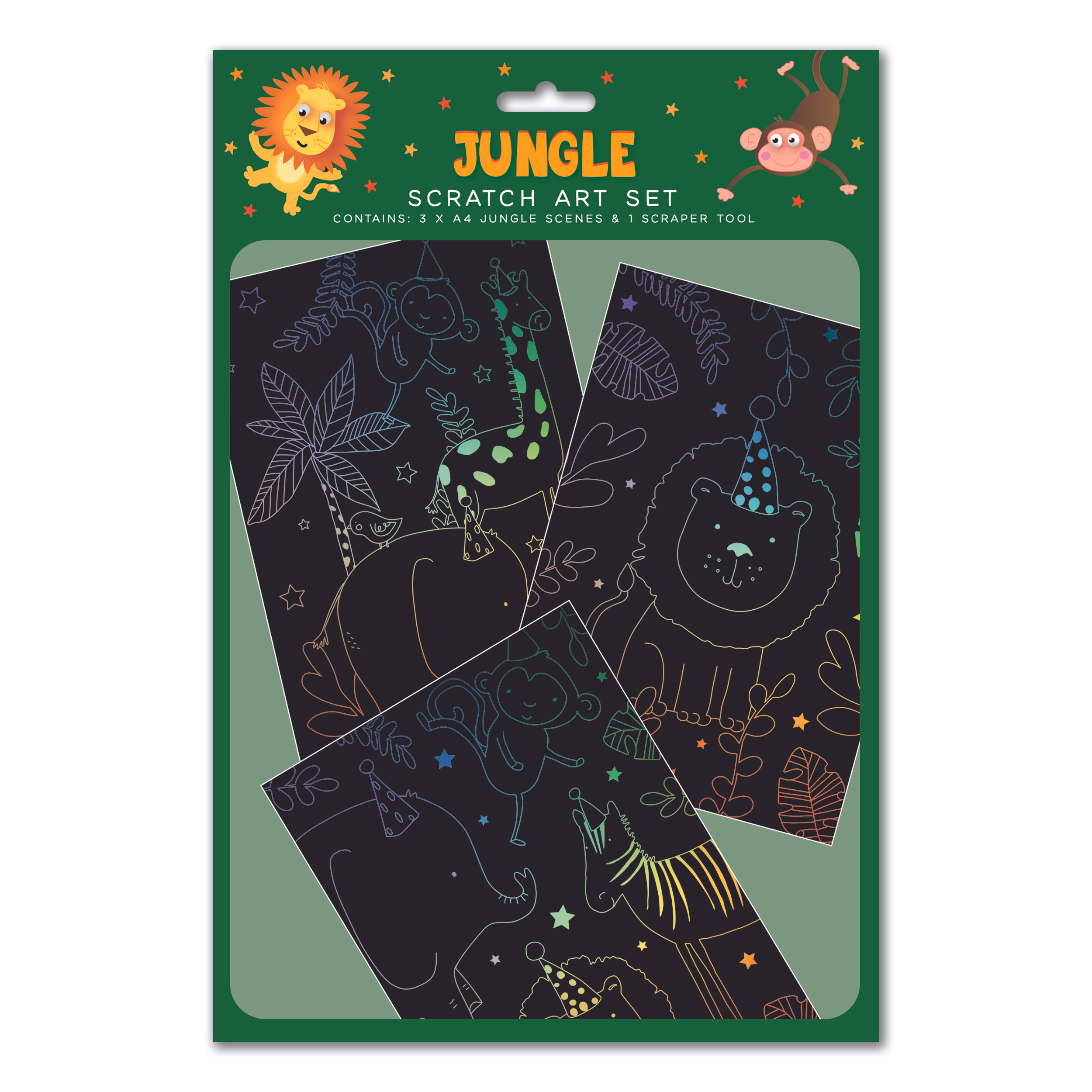 Eurowrap Scratch Art 3pc Jungle