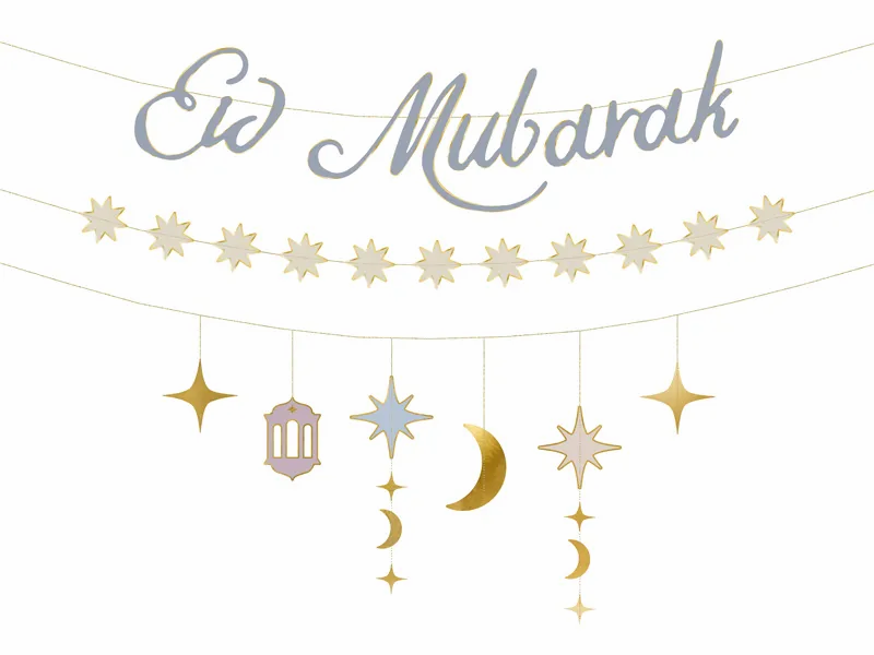 PartyDeco Banner Paper Eid Mubarak 2M