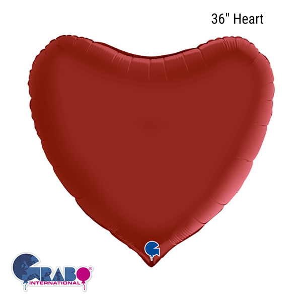 Grabo Foil Balloon Satin Ruby Red Heart 36"