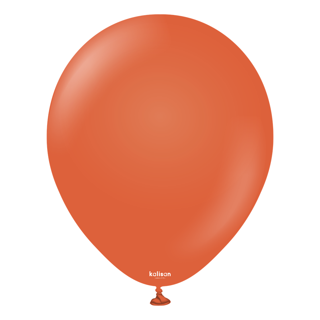 Kalisan Retro Rust Orange 18-inch latex balloons, 25-pack, perfect for decorating and party decor in vibrant orange color.