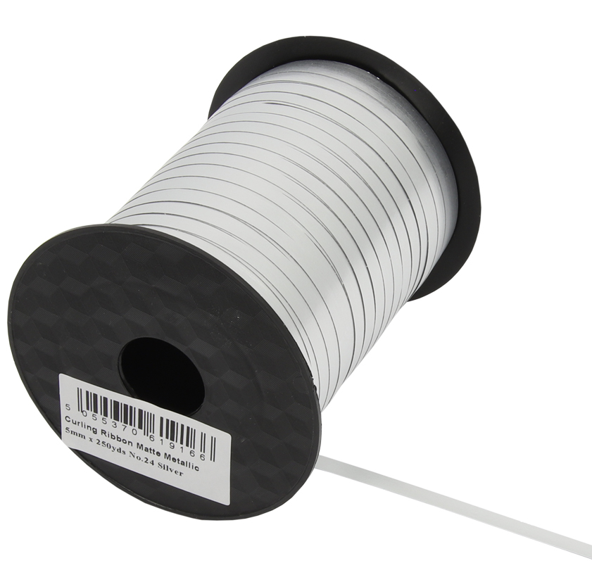 Eleganza Ribbon Matt Metallic Silver 5mm x 250yds