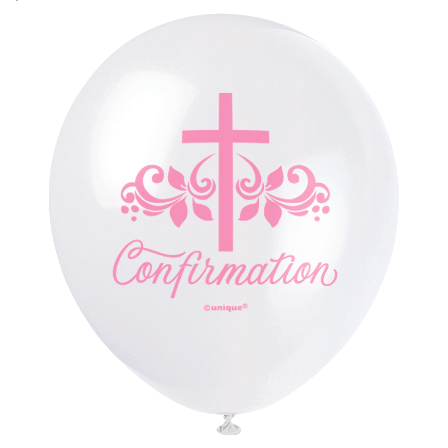 Unique Confirmation Pink 12" Latex Balloons 8pk