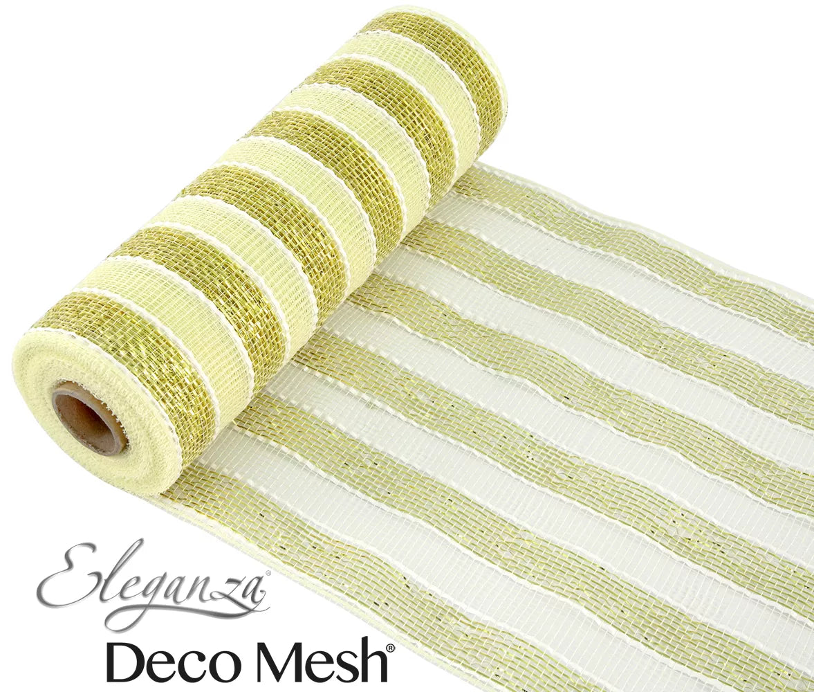 Eleganza Deco Mesh Gold/Ivory Stripe 25cm x 9.1m