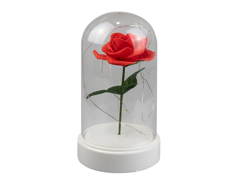 LED Rose Cloche 19cm (Batteries Not Included)