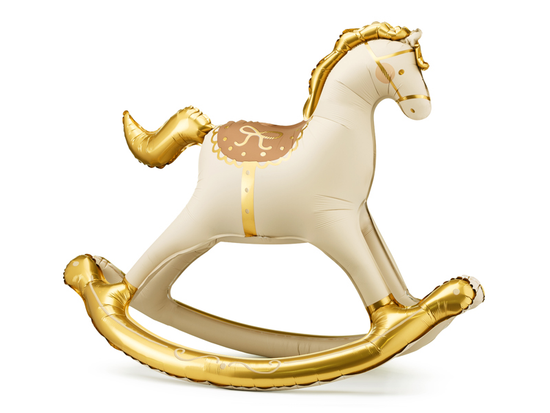 PartyDeco Foil Balloon Gold Rocking Horse 46