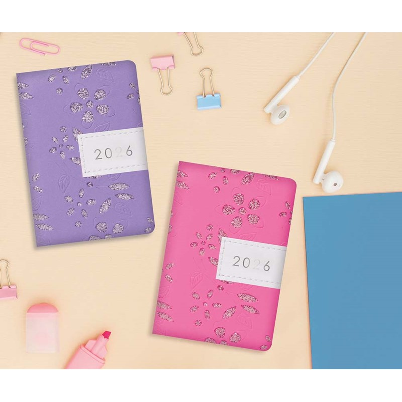 Diary Pocket WTV Fabric Glitter Floral 2027 18pk