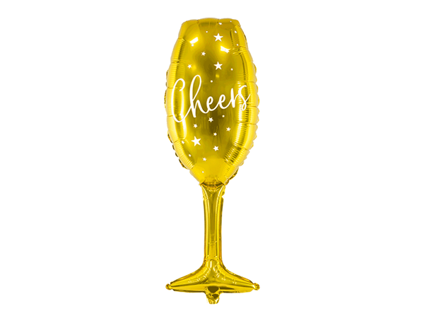 Gold Wine Glass Cheers 31" Foil Balloon