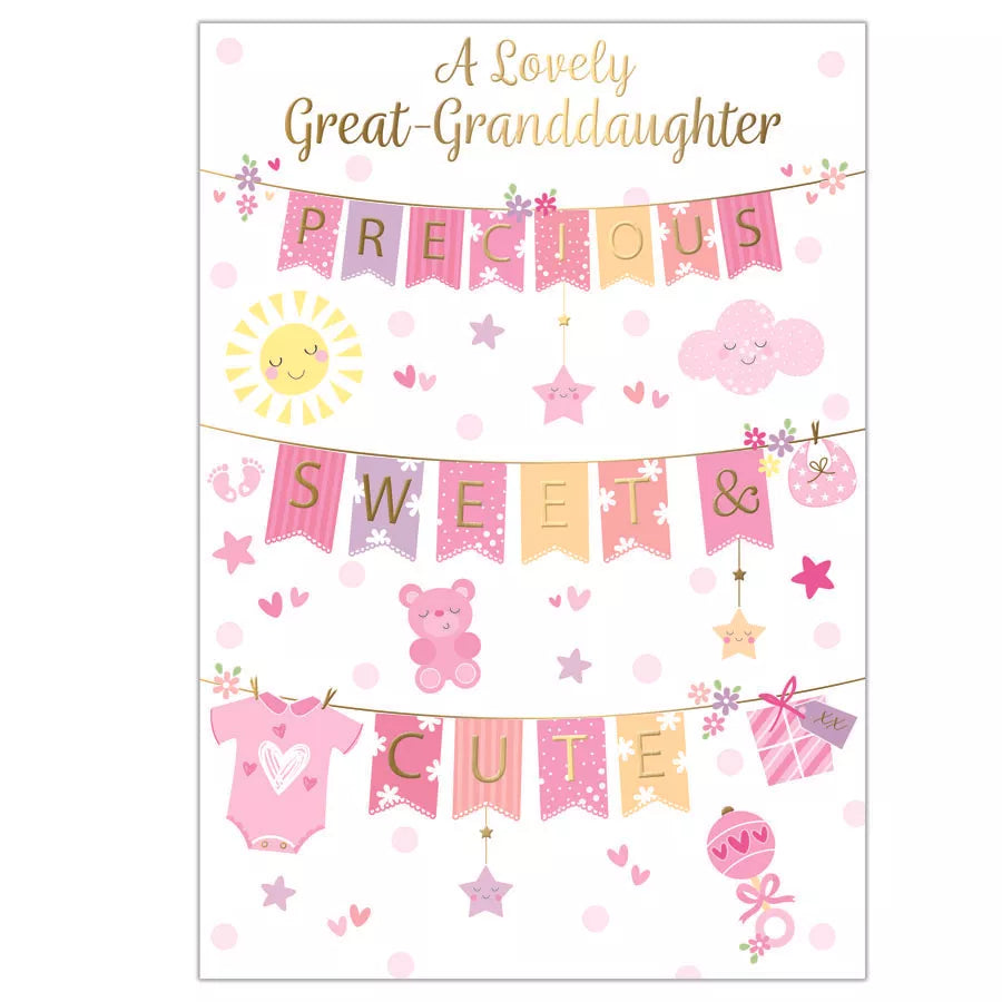 Set of six Prelude C50 New Born from Great-Grandparents greeting cards featuring soft designs for celebrating a new baby.
