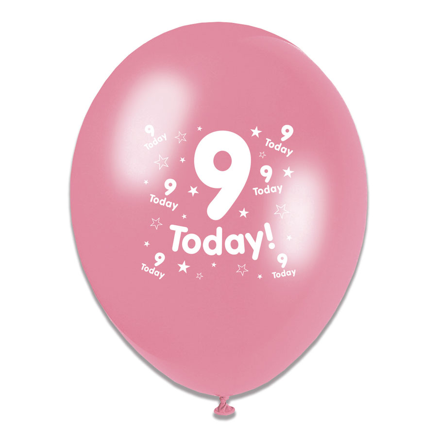 6 x 8pk Latex Balloons Birthday Age 9