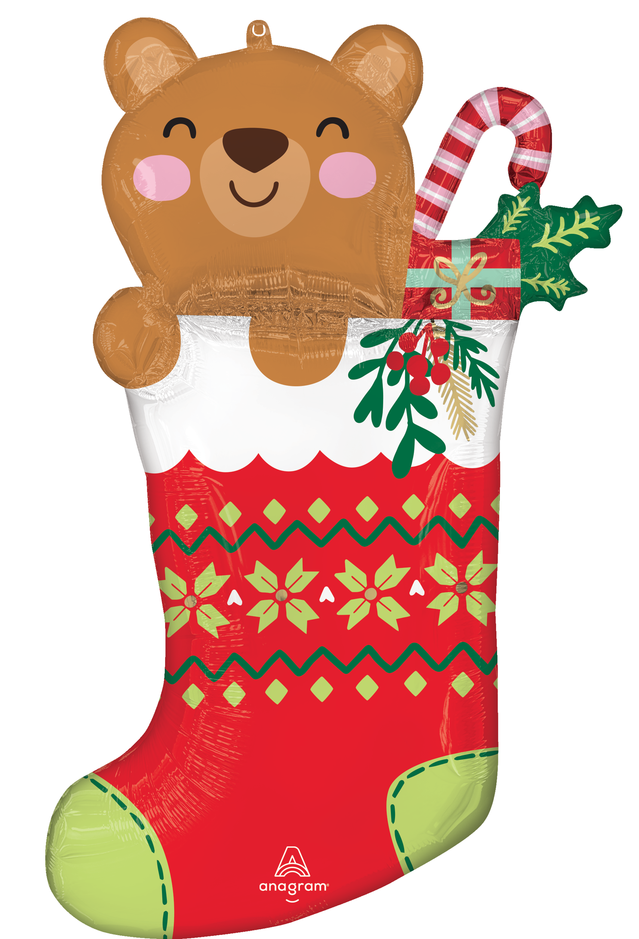 Anagram Beary Christmas Stocking 32" Foil Balloon