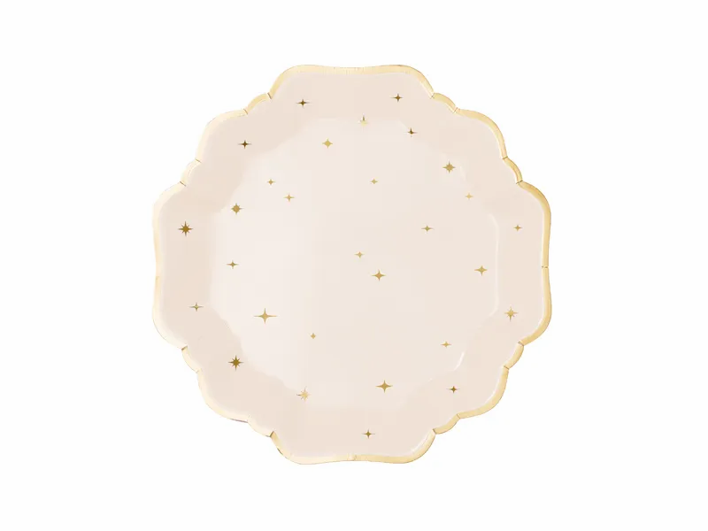 PartyDeco 6 Pack Plates Eid Golden Stars 21cm
