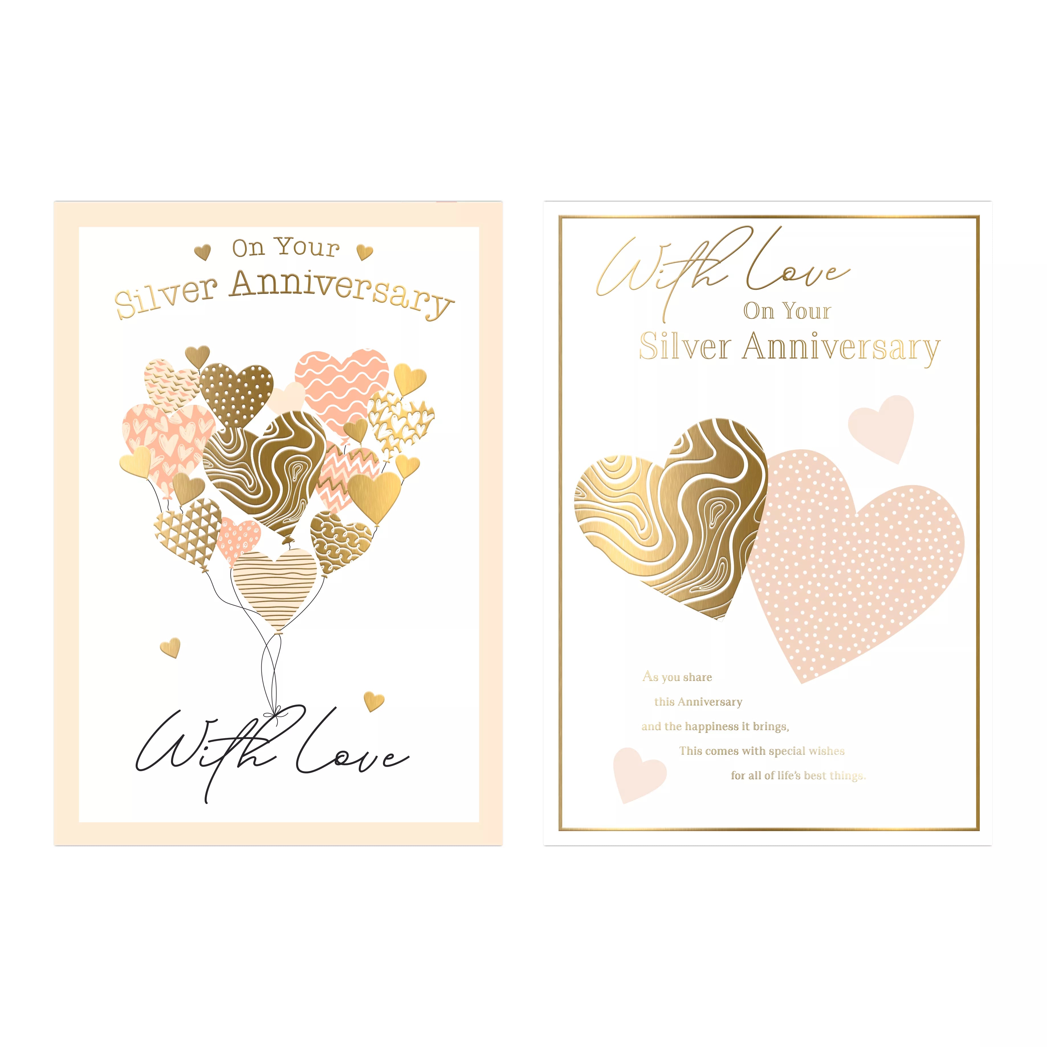 Poppyhill 12-pack C50 silver anniversary greeting cards with elegant design and embossed details for special celebrations.