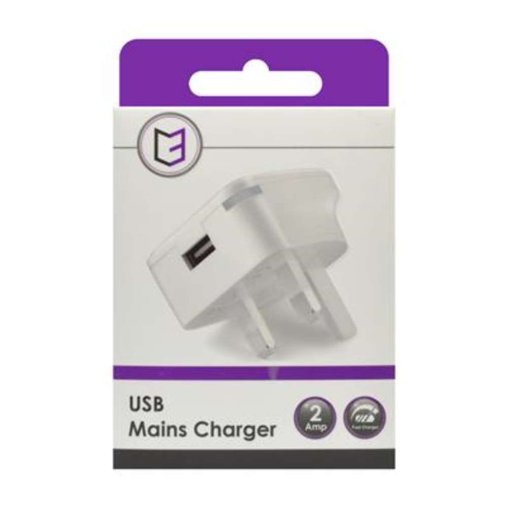 Single USB Mains Charger 2Amp