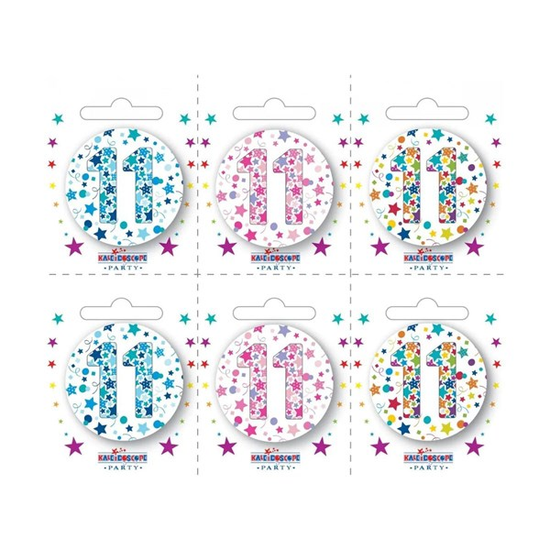 Small 11th Birthday Badges 6pk