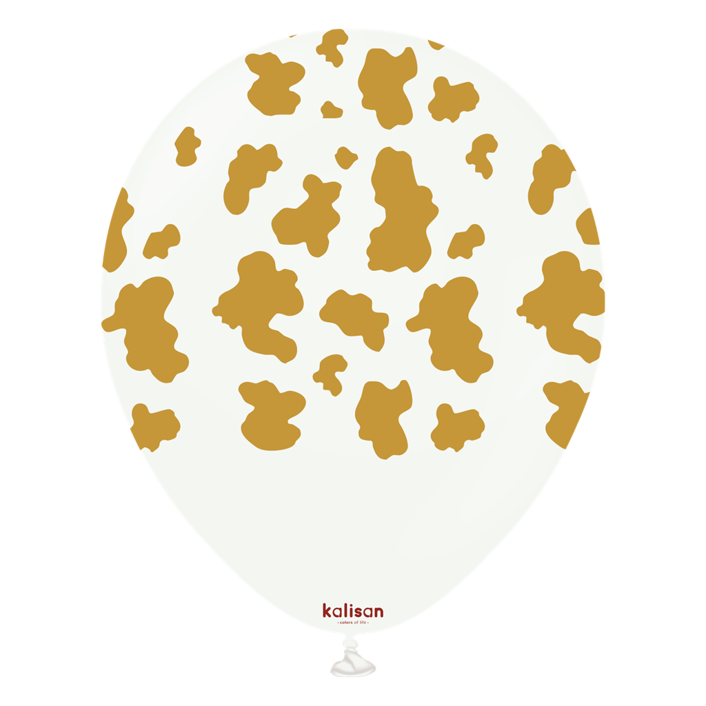 Kalisan Safari Cow White & Gold 12" Latex 25pk