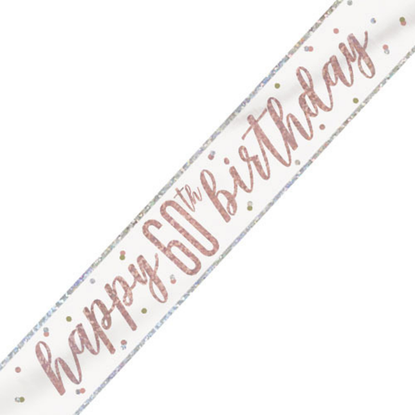 Unique Banner Rose Gold Glitz Age 60 9ft