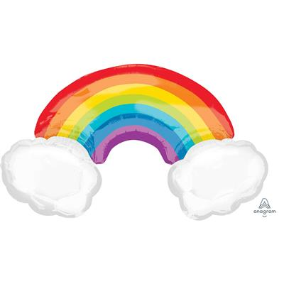Anagram Foil Balloon Rainbow With Clouds 37"