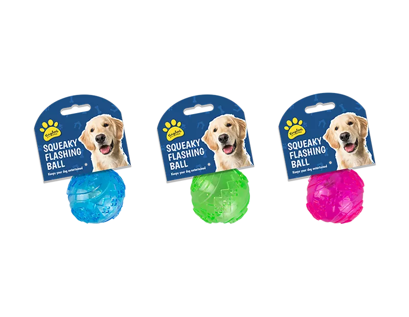 Flashing & Squeaky Play Ball (Colour May Vary)