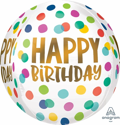 Anagram Happy Birthday Dots 15" Orbz Foil Balloon