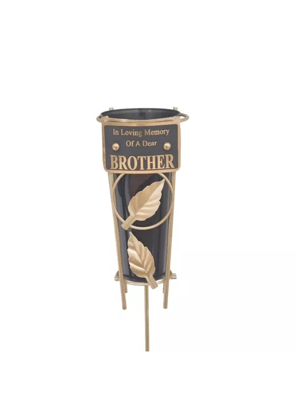 David Fischoff Brother grave vase, 36cm keepsake memorial urn with detailed design, crafted for honoring loved ones.