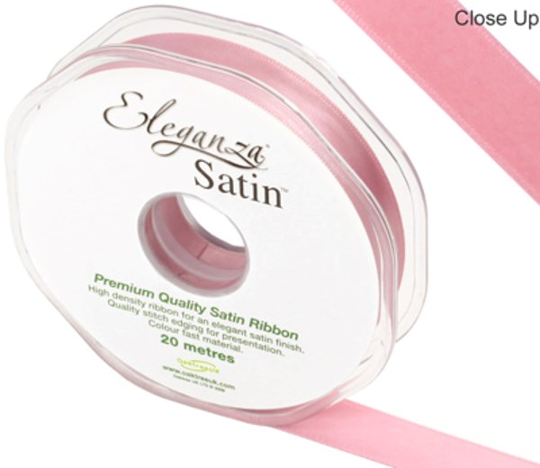 Eleganza Satin Ribbon Pink 15mm x 20m