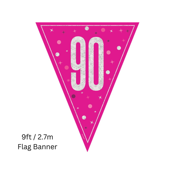 Unique Flag Banner Pink Glitz Age 90 9ft