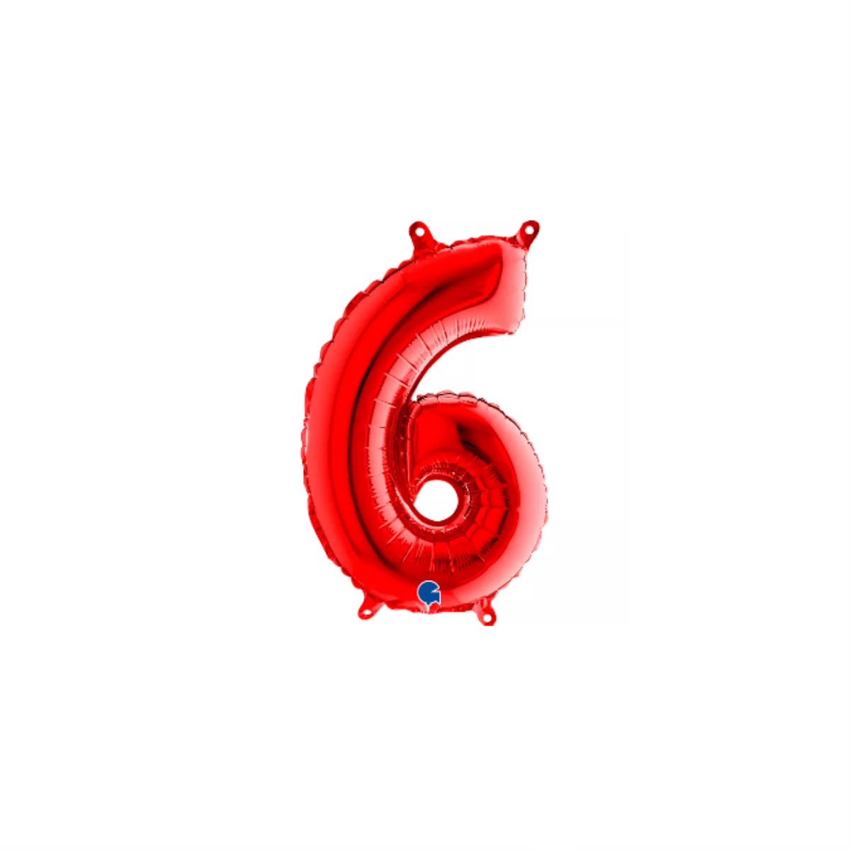 Red Grabo foil balloon in number 6 shape, 14-inch size, with shiny metallic finish for celebration decorations.