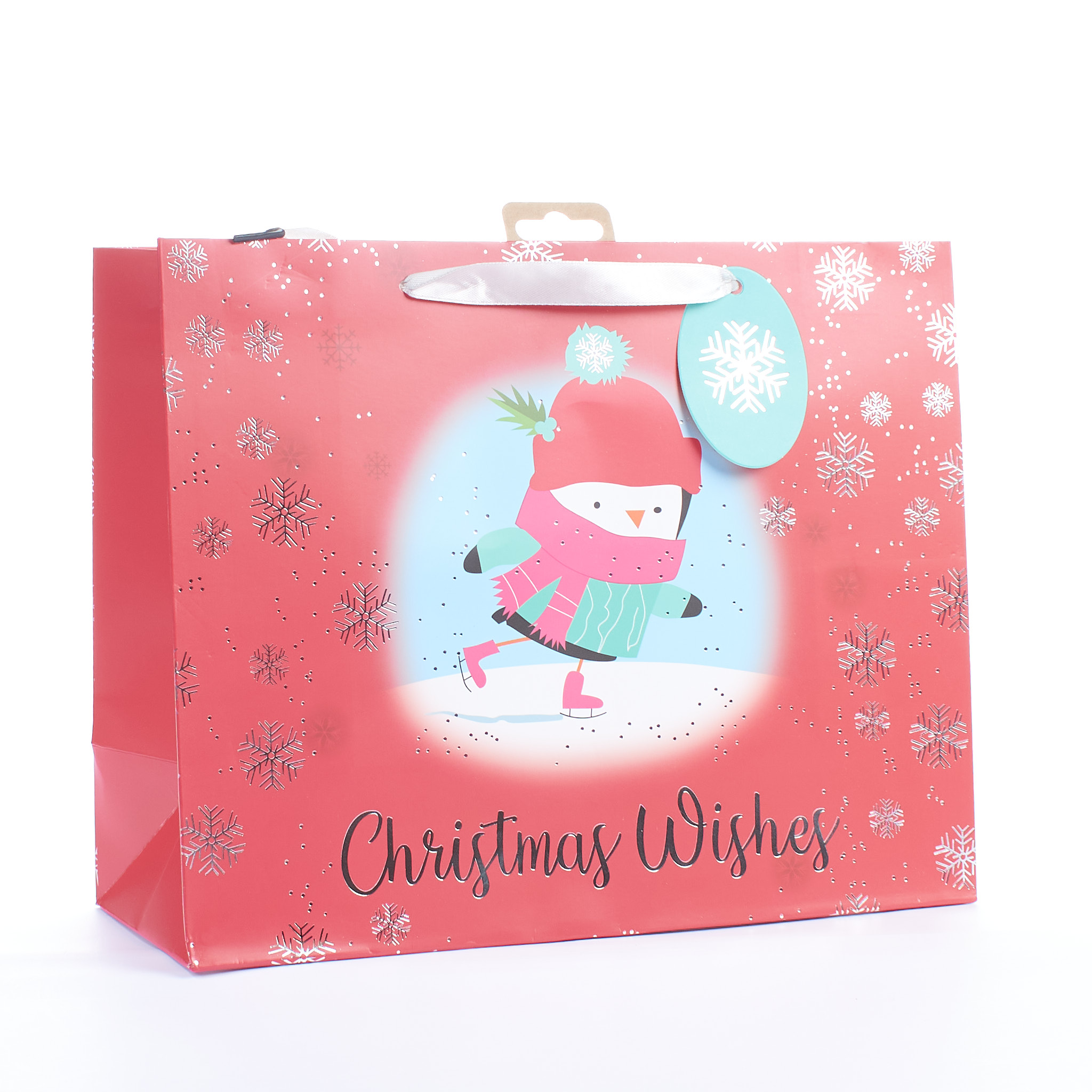 Gift Bag Christmas Penguin Large Landscape 12pk