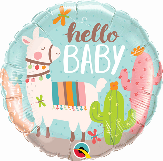 Llama Hello Baby 18" Foil Balloon