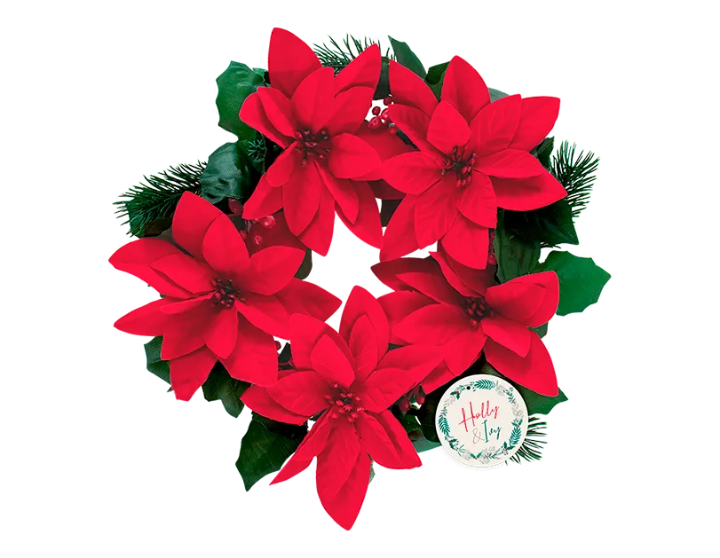 Gem Imports Wreath Poinsettia 32cm