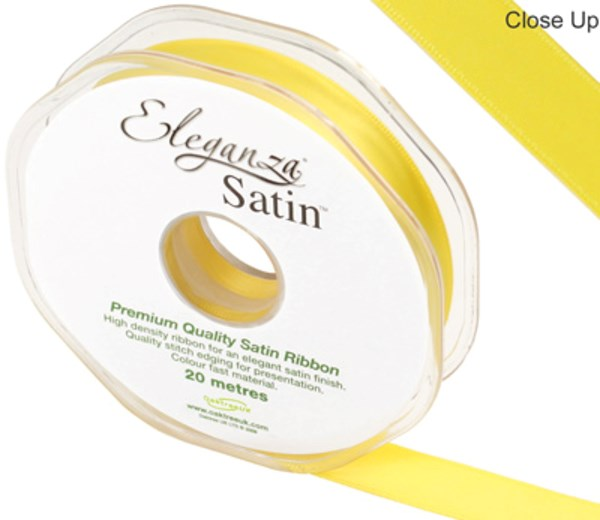 Eleganza Satin Ribbon Yellow 15mm x 20m