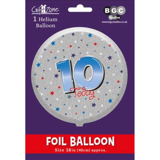 Age 10 Male 18" Foil Balloon