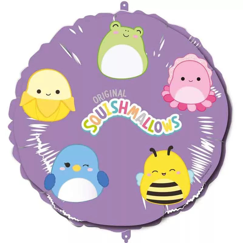 Procos Squishmallows 18-inch foil balloon featuring colorful Squishmallows characters and vibrant, shiny surface.