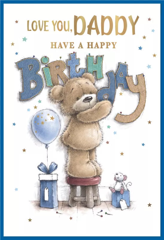 Simon Elvin C50 birthday card pack featuring six cards with "Daddy" themed designs, perfect for celebrating fathers.