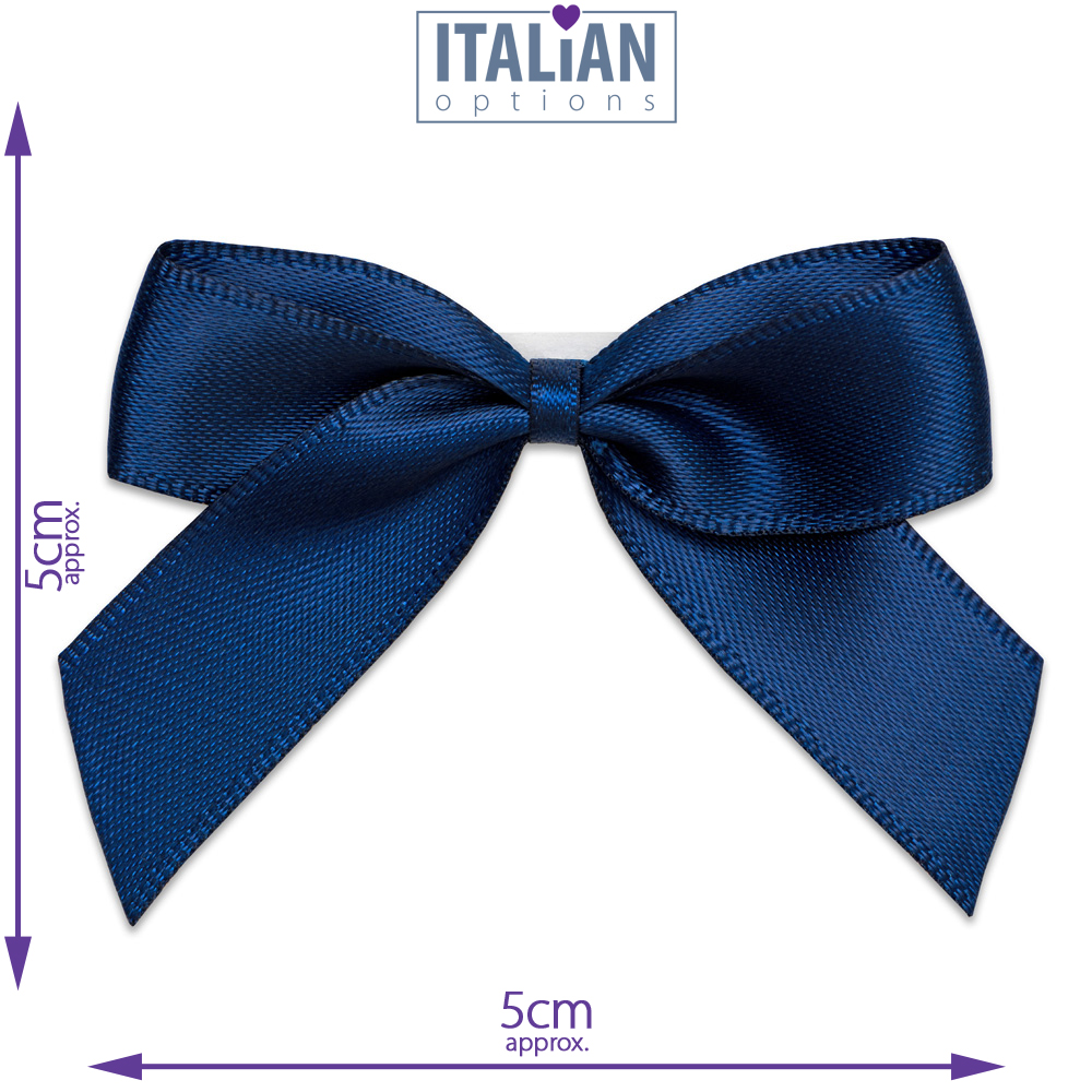 Italian Options 12 Pack Ribbon Bows Navy Blue 5cm