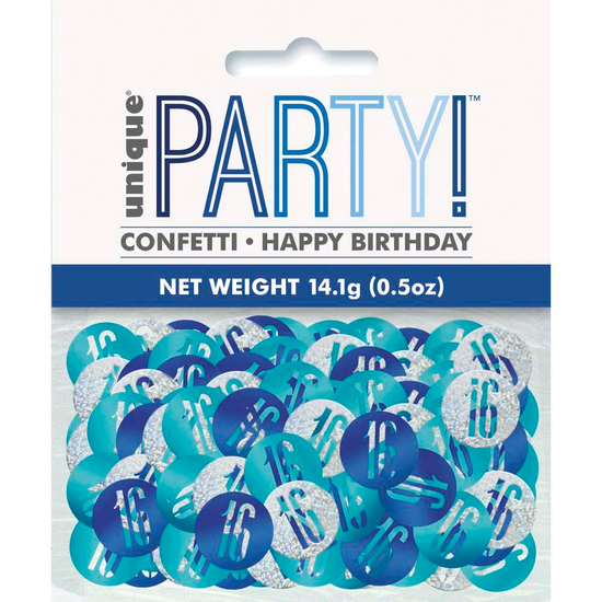 Blue Glitz 16th Birthday Foil Confetti 14g