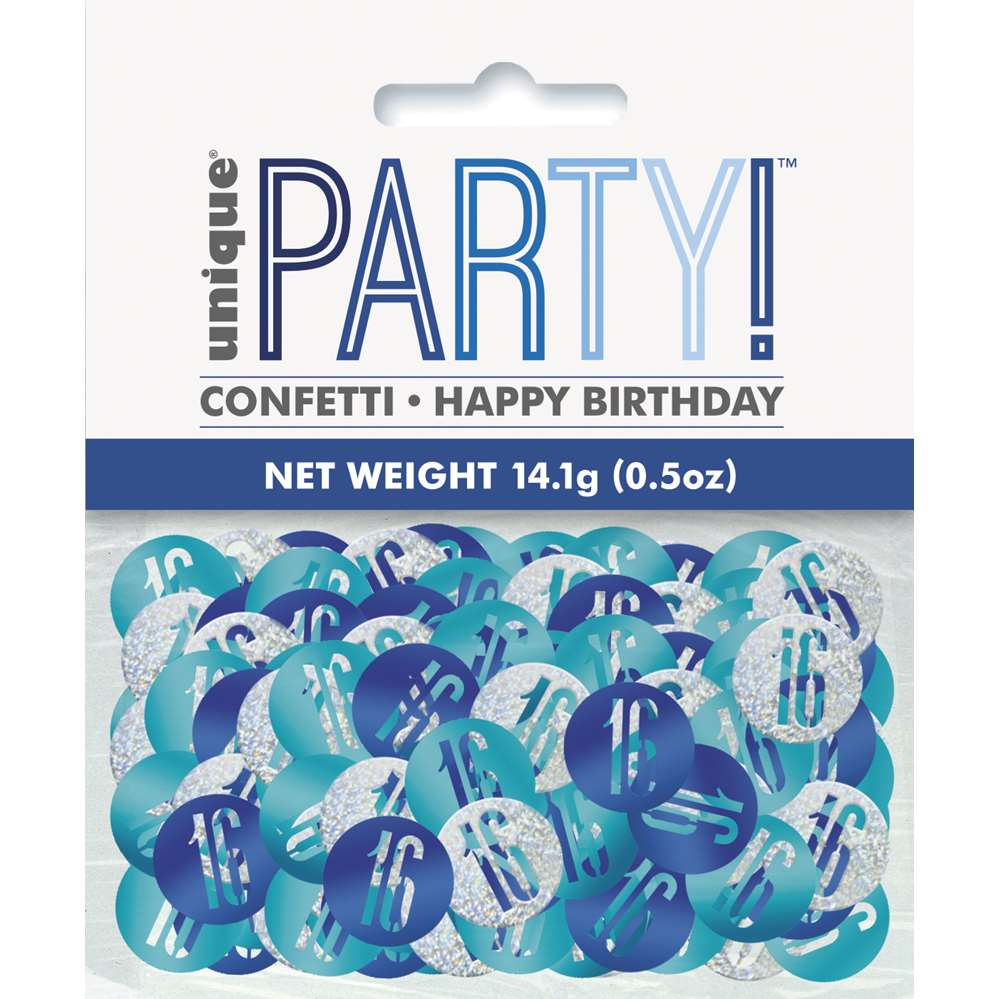 Blue Glitz 16th Birthday Foil Confetti 14g