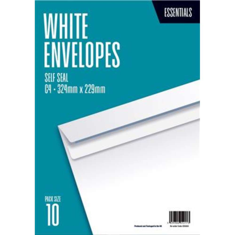 10pk Envelopes C4 229x324mm Self Seal 80gsm White