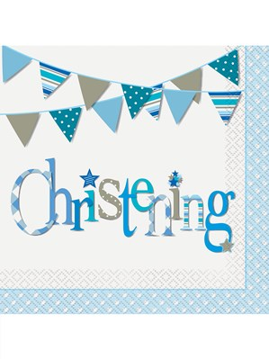 Blue Christening Luncheon Napkins 16pk